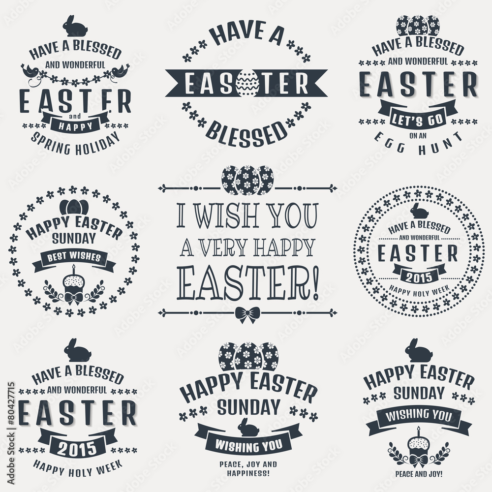 Obraz premium Easter typography badges. Vector set.