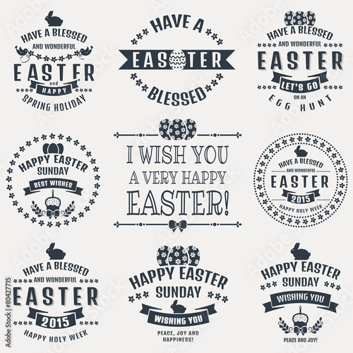 Easter typography badges. Vector set.
