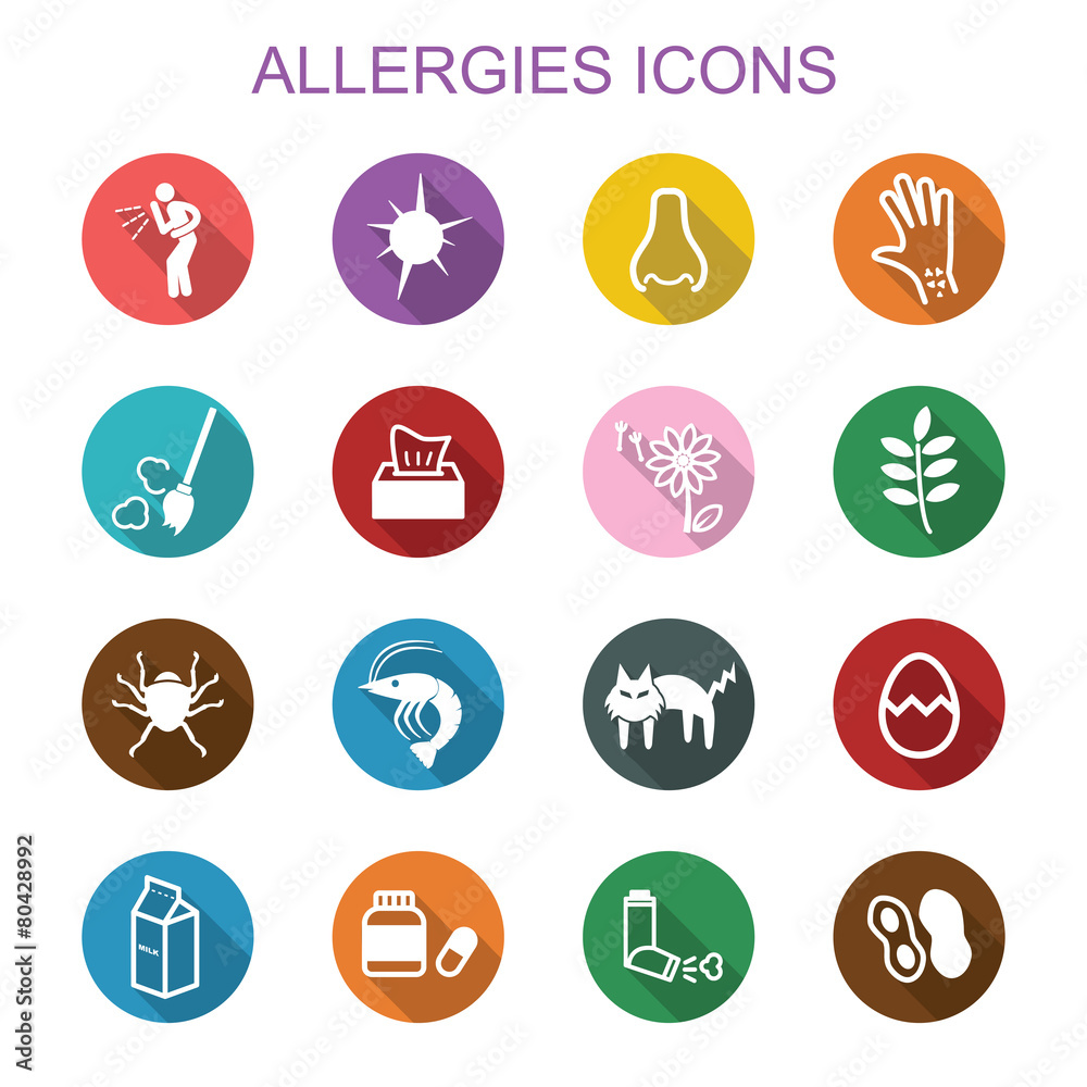 Fototapeta premium allergies long shadow icons