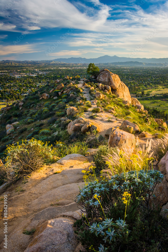 Trail along the ridge and views at Mount Rubidoux Park, in River