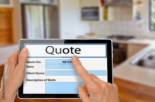 Hands with Tablet Kitchen Renovation Quote
