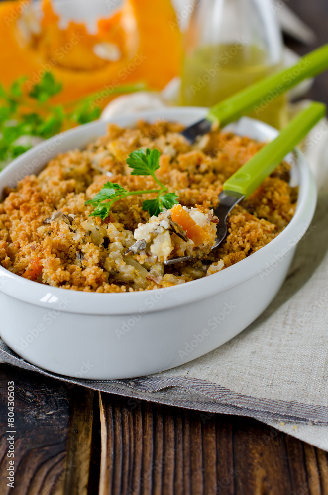 Casserole of rice, squash and mushrooms Casserole of rice, squash and mushrooms