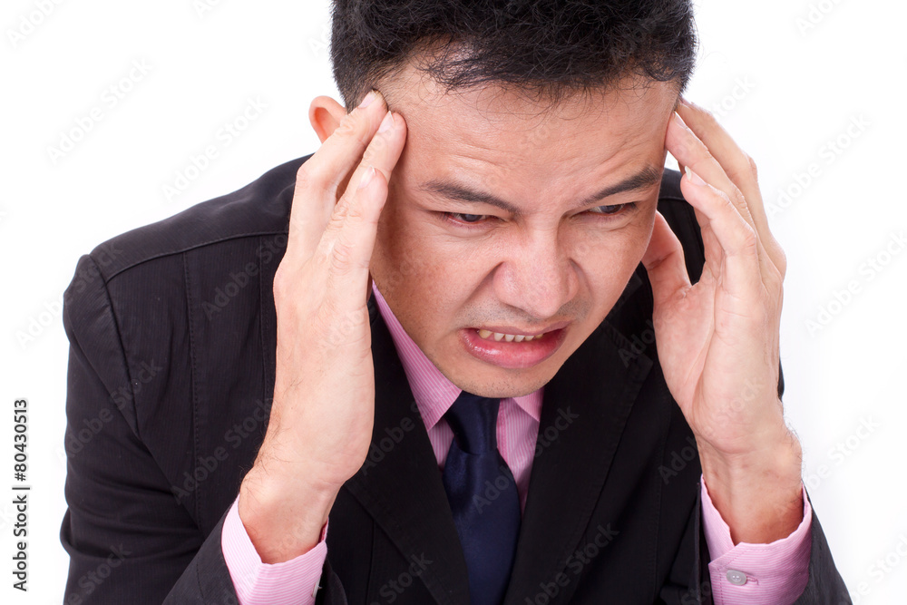 businessman suffers from sickness, severe headache businessman suffers from sickness, severe headache