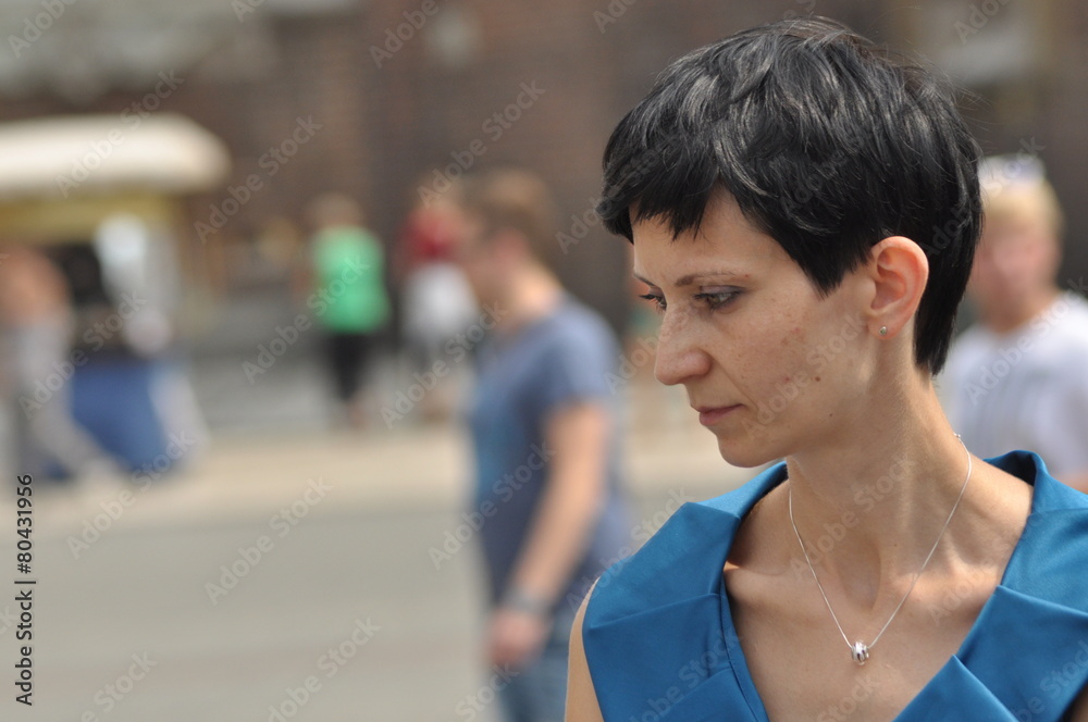 The woman conversing and thoughtful. Girl with earrings. The woman conversing and thoughtful. Girl with earrings.