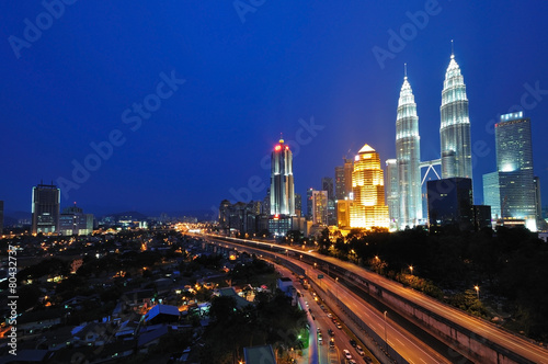 Kuala Lumpur Cityscape Night Scenery, Malaysia