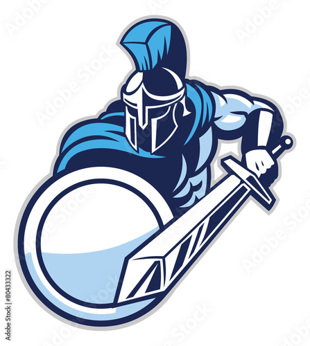spartan mascot show his big sword