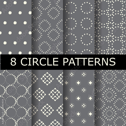 8 different  gray dotted, circle  patterns
