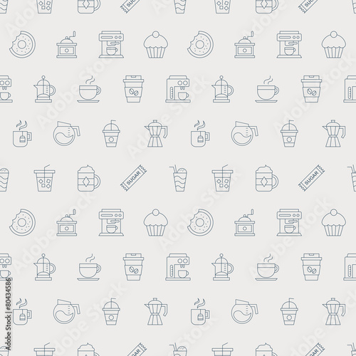 Coffee line icon pattern set