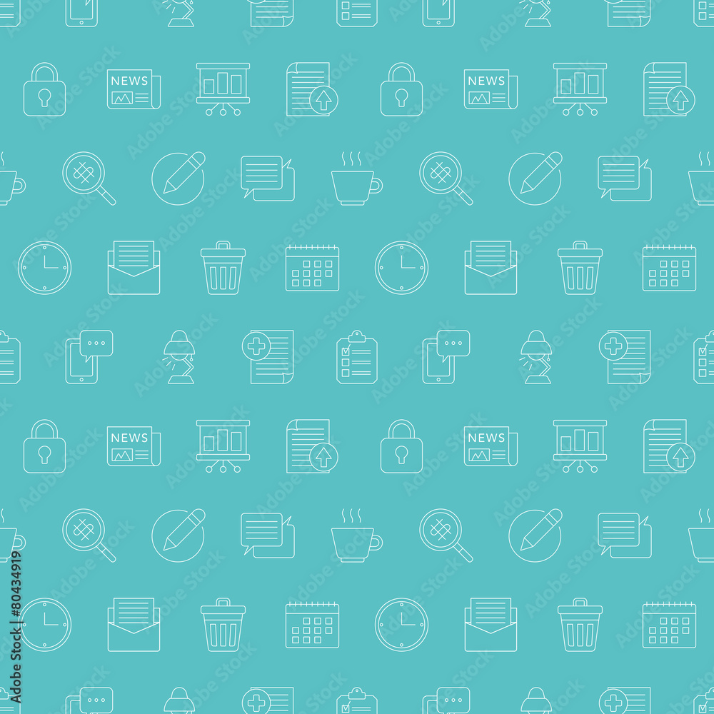 Office line icon pattern set
