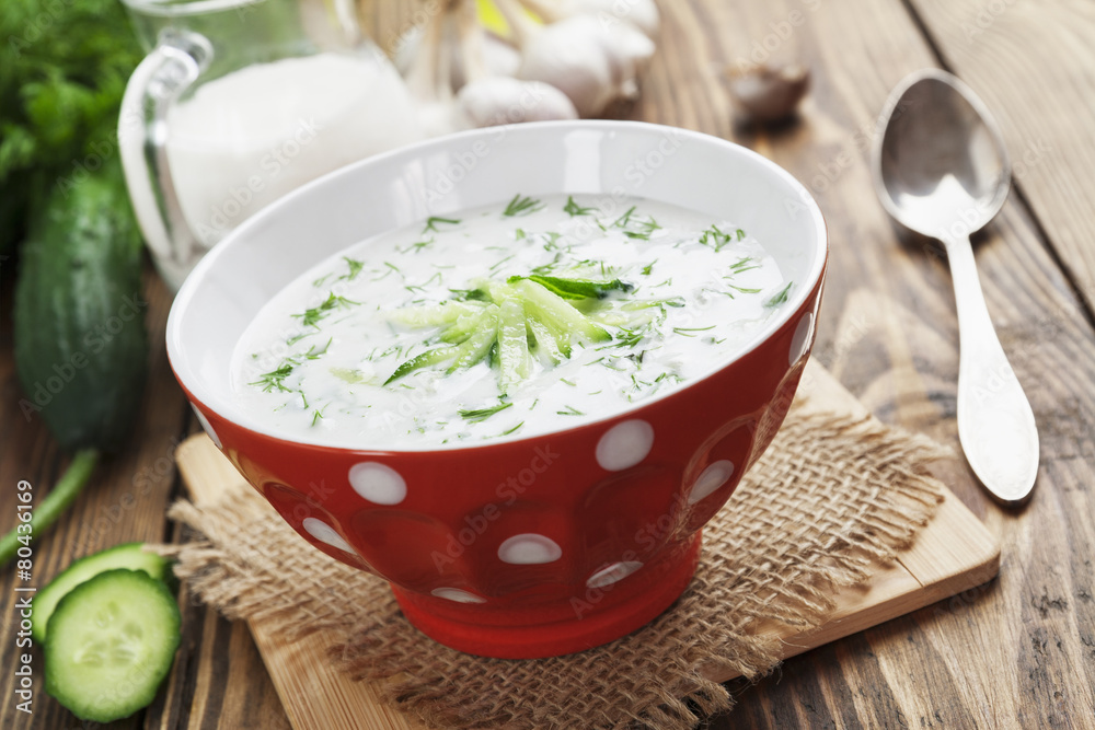 Summer soup with cucumbers, yogurt and fresh herbs Summer soup with cucumbers, yogurt and fresh herbs