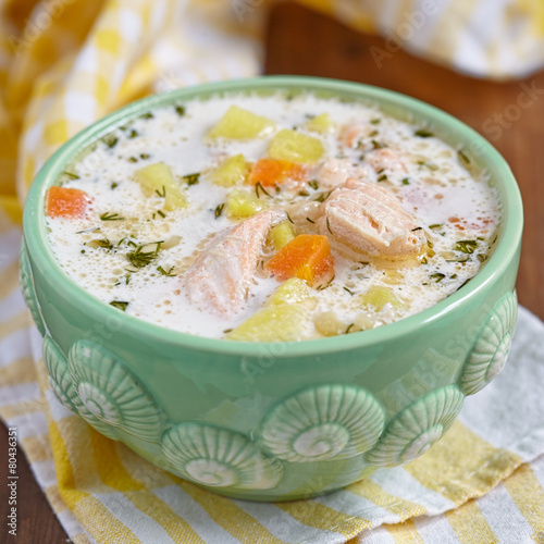 Salmon soup photo