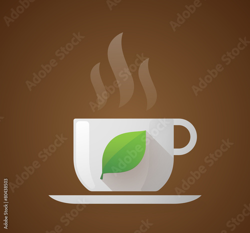 Coffee cup with a leaf