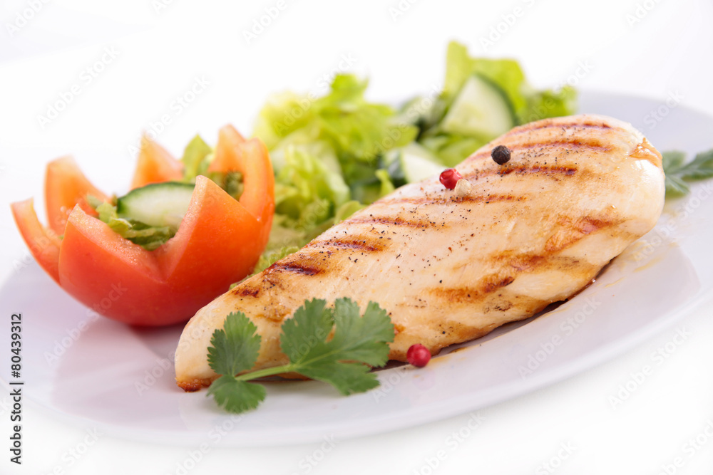 chicken breast and salad