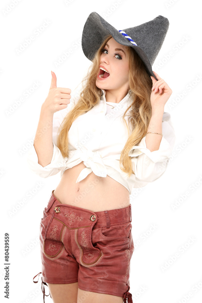 hübsche Frau in bayrischer Lederhose hübsche Frau in bayrischer Lederhose
