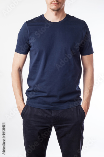 Dark blue t-shirt template ready for your graphic design.