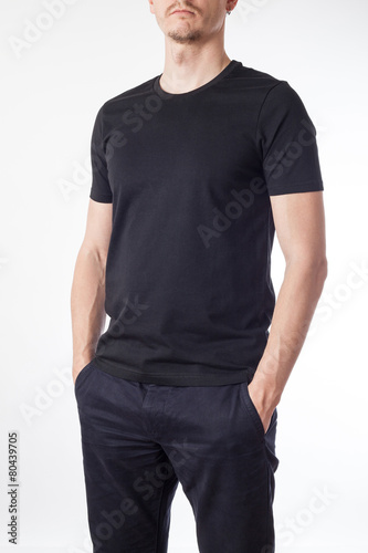 Black t-shirt template ready for your graphic design.