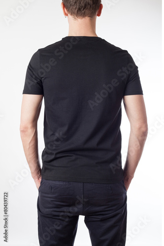 Black t-shirt template ready for your graphic design.