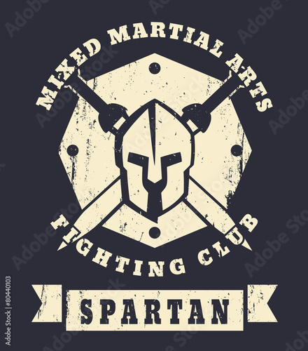 Spartan, MMA Fighting Club vintage emblem with spartan helmet