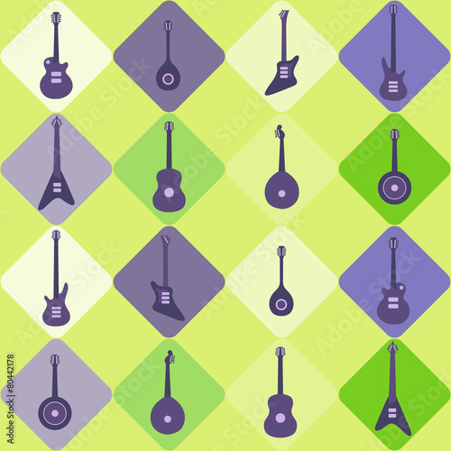 Seamless background with guitars