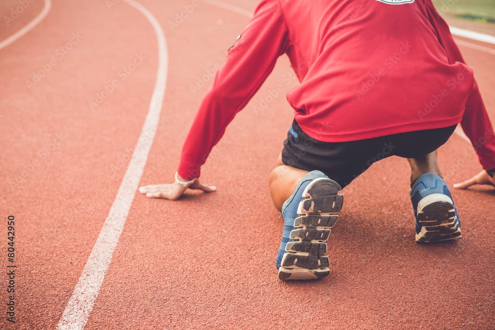 Fototapeta premium Runner feet on running stadium