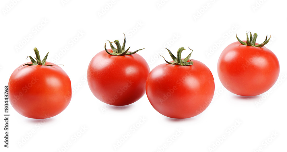 Red fresh tomatoes isolated on white