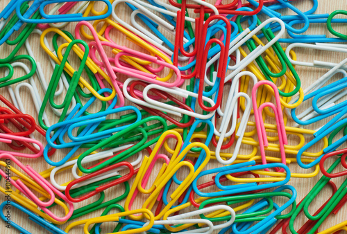 Colorful paper clips abstract background