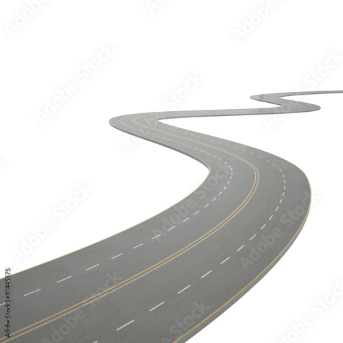3d illustration of a curving, bending road.