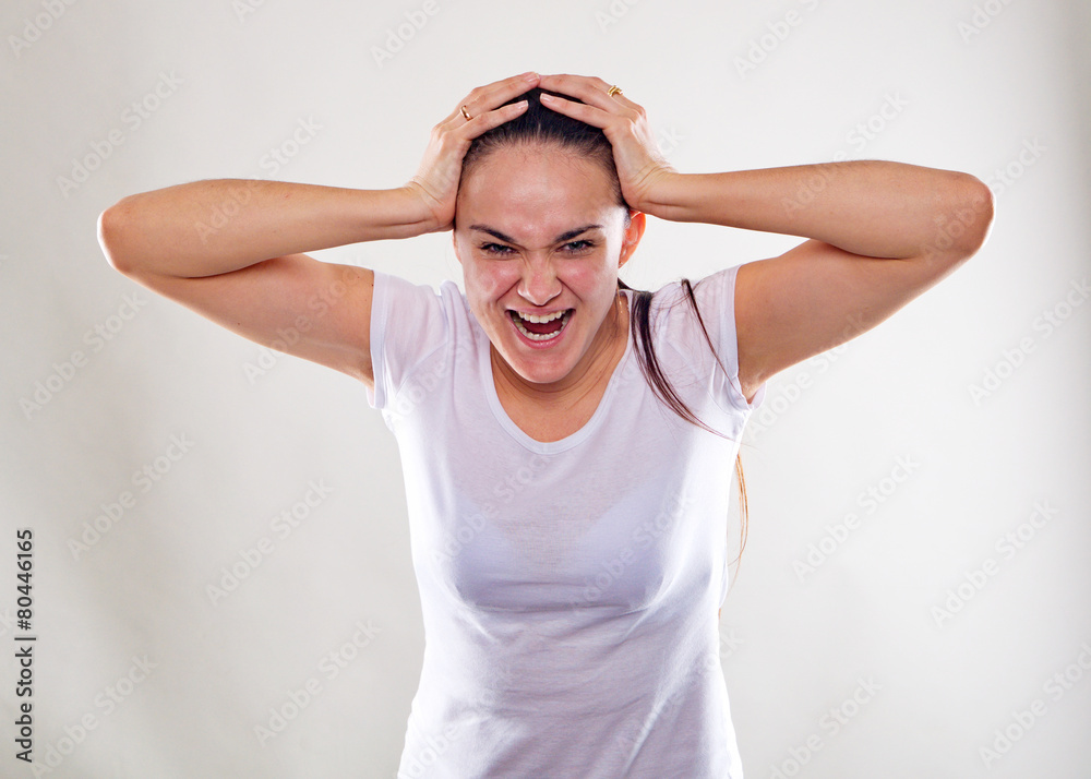 The portrait of a woman with different emotions isolated The portrait of a woman with different emotions isolated