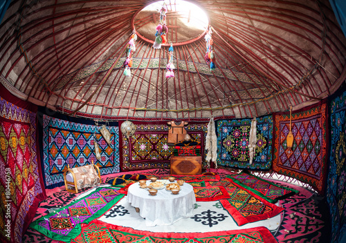 Kazakh yurt interior photo
