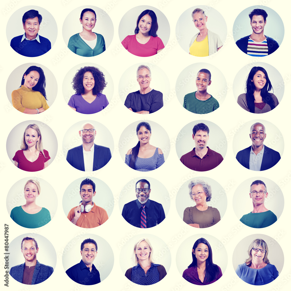 People Faces Portrait Multiethnic Cheerful Group Concept People Faces Portrait Multiethnic Cheerful Group Concept