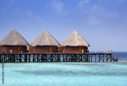 houses on piles on sea. Maldives.