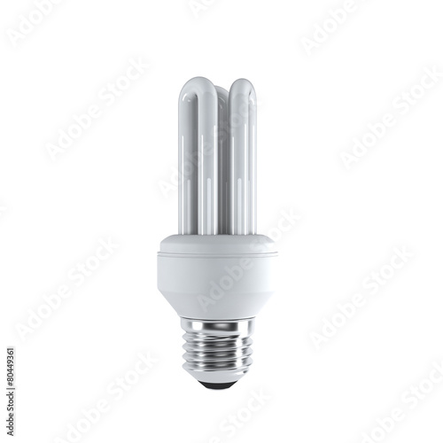 Energy saving fluorescent lightbulb on a white bakground