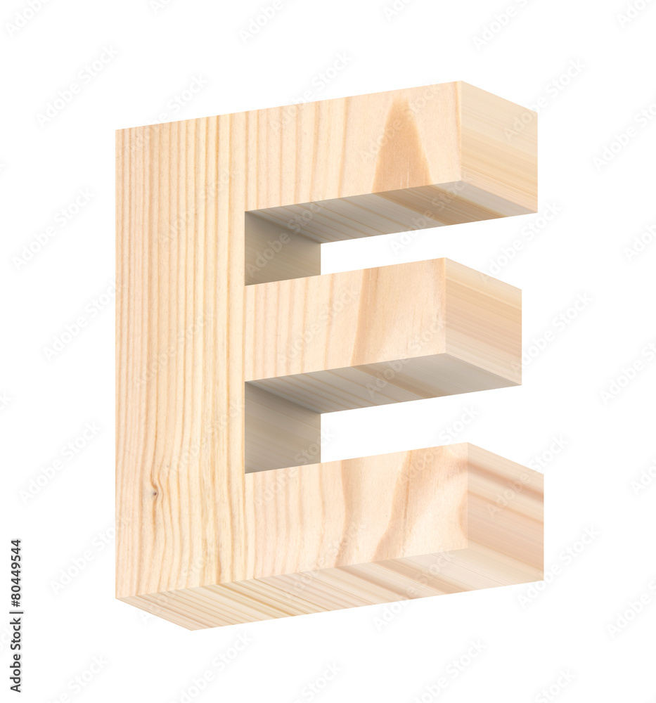 Obraz premium One letter from pine wood alphabet set isolated over white. 