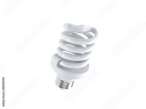 Obraz na plátně Energy saving fluorescent lightbulb on a white bakground