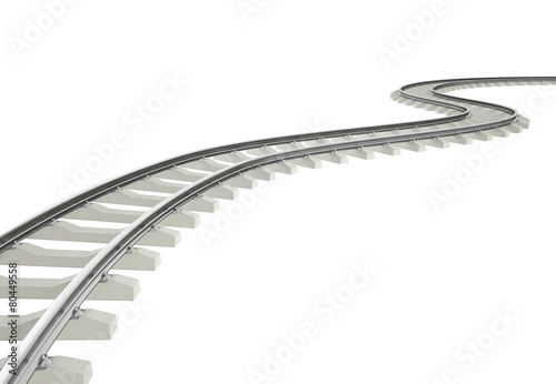 Cuadro en lienzo Illustration bend, turn railroad isolated on white background