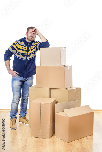 Man packing boxes