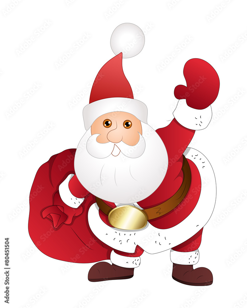 Happy Santa with Gift Bag Vector Happy Santa with Gift Bag Vector