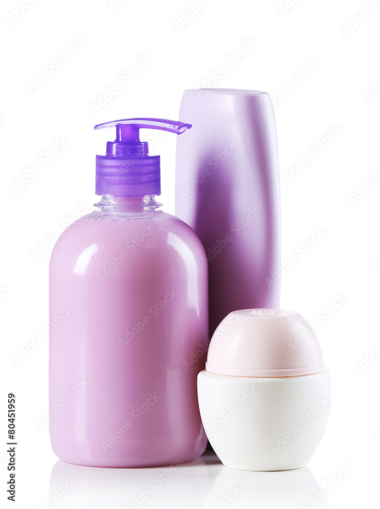 Cosmetic bottles isolated on white background Cosmetic bottles isolated on white background