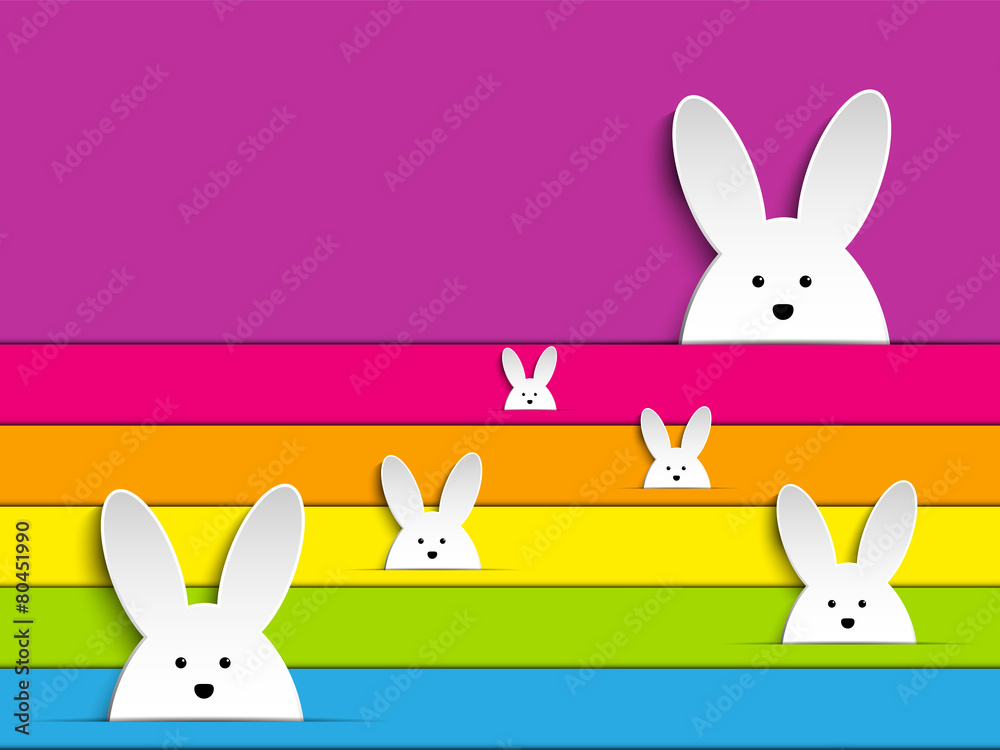Fototapeta premium Happy Easter Rabbit Bunny on Rainbow Background