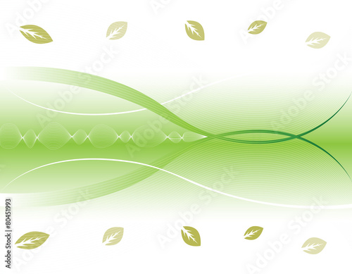 Green abstract background with blends and leafs