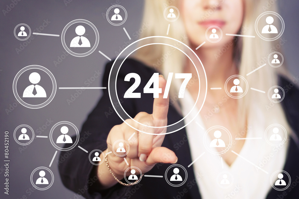 Business button 24 hours service web sign Business button 24 hours service web sign
