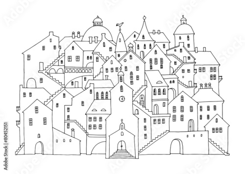 Cartoon hand drawing houses