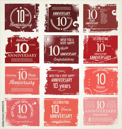 Anniversary retro grunge banner collection