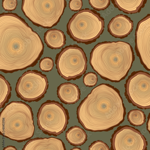 Vector seamless pattern of  tree log cutted