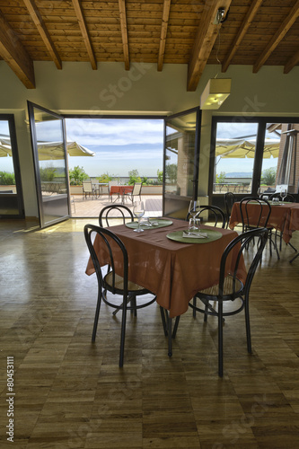 Interior with tables and chairs