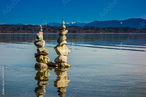 Foto Steinmanderl im Starnberger See in Bayern