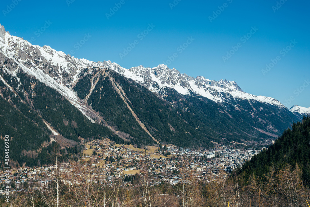 Aerial view of Chamonix Valley