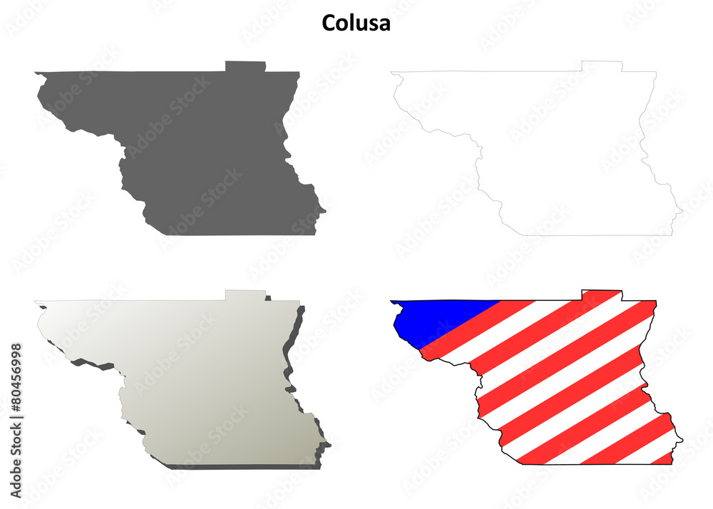 Fototapeta premium Colusa County (California) outline map set