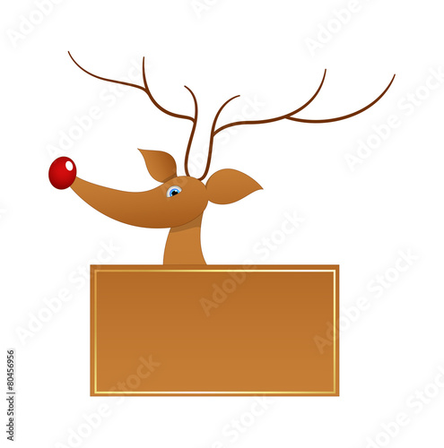 Cartoon Vixen Reindeer Christmas Banner Vector