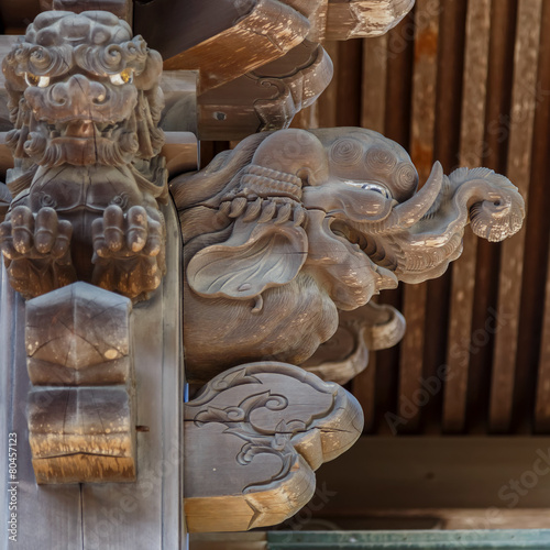 Deatail under the roof of Henjoko-in Temple on Mt. Koya in Japan photo